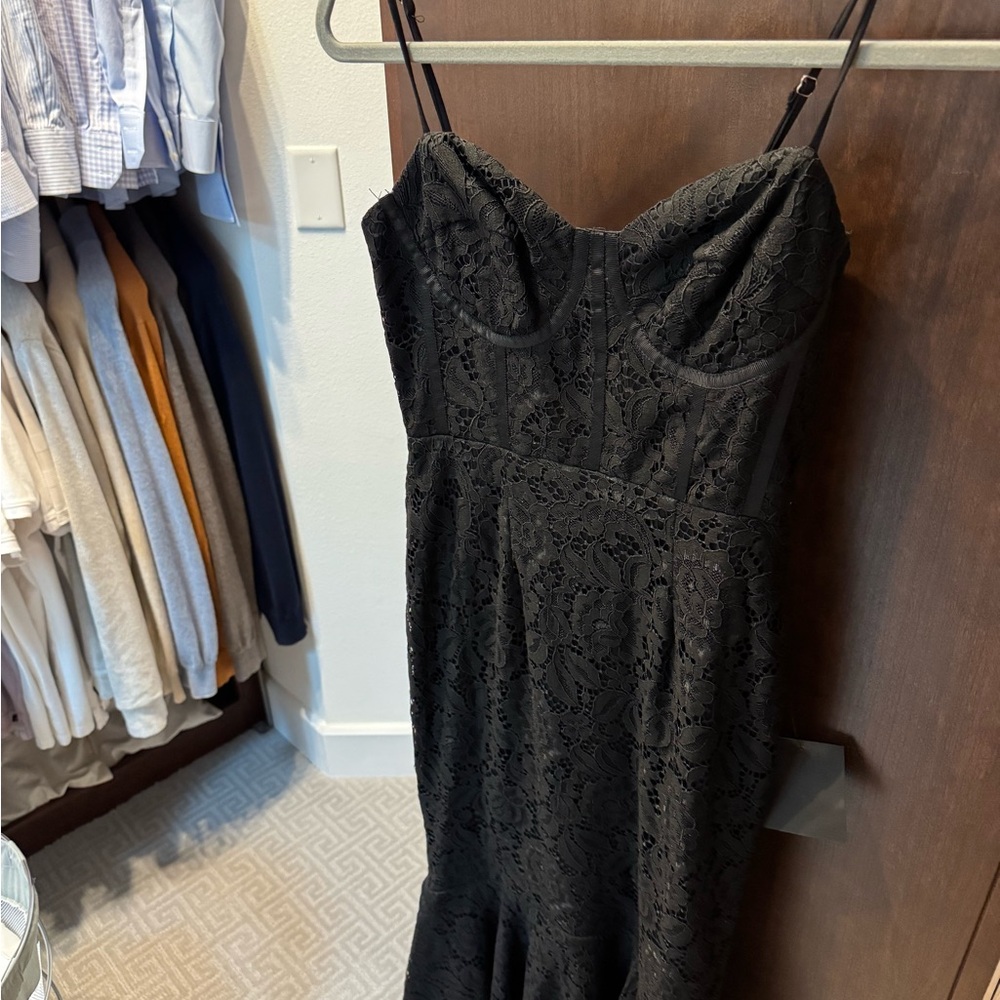 Black Lace Strapless Dress
